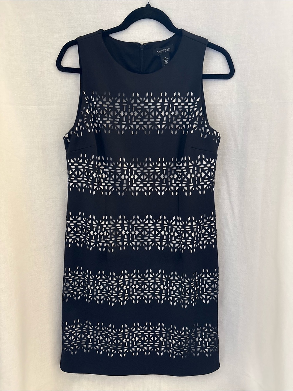 White House Black Market Black & White Laser-Cut Sheath Dress